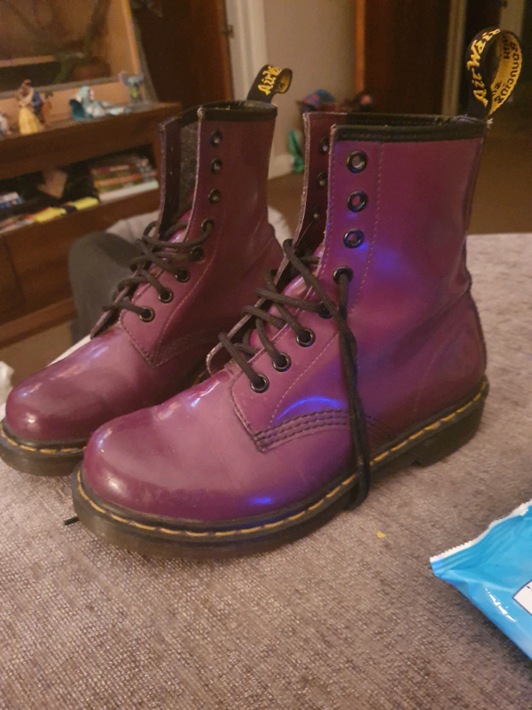 purple dr martens size 4